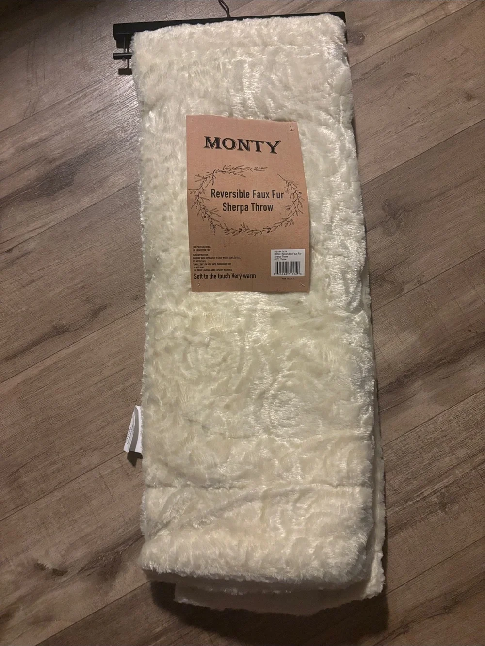 Reversible Faux Fur Sherpa Throw - Cream
